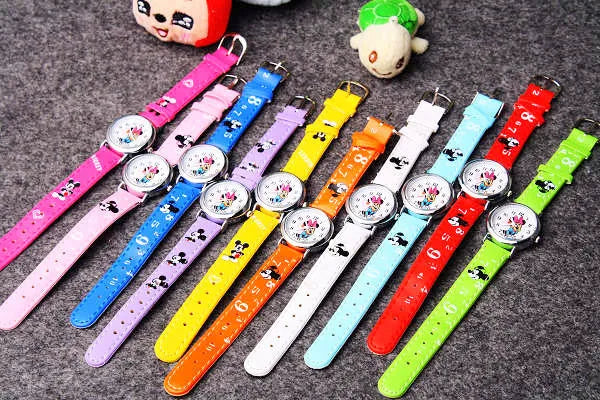 Disney Mickey Minnie Cute Cartoon Girls Kids Quartz Watches Children's Watch Lovely Fashion Girl Wristwatches