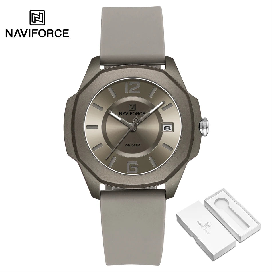 NAVIFORCE Luxury Watch Women's Quartz Watches Ladies Simple Style Silicone Strap Wrist Watch Waterproof Watches Reloj Mujer