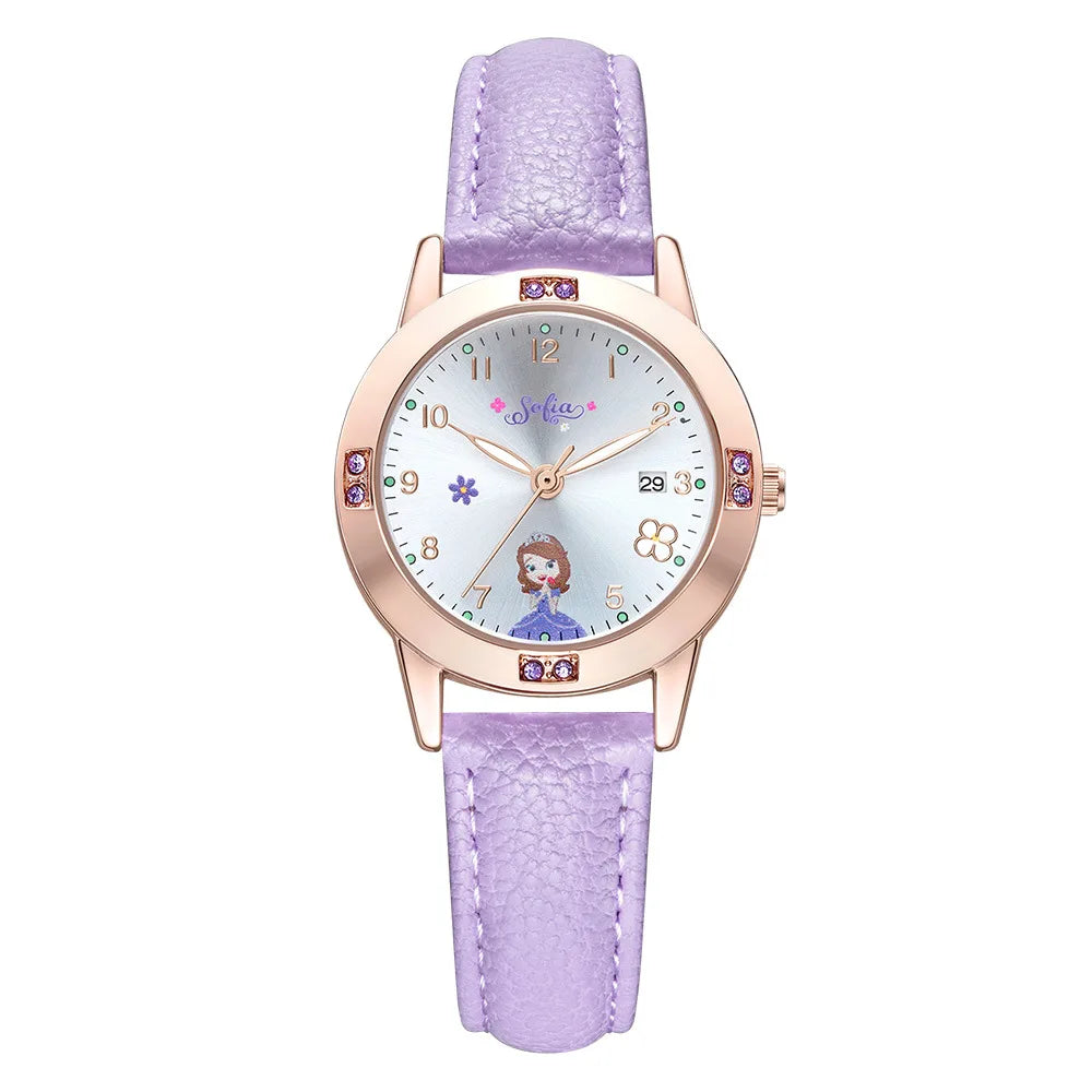 Sofia Girls Watches Diamond Calendar Princess Kids Children's Student Watch Student back to school gift