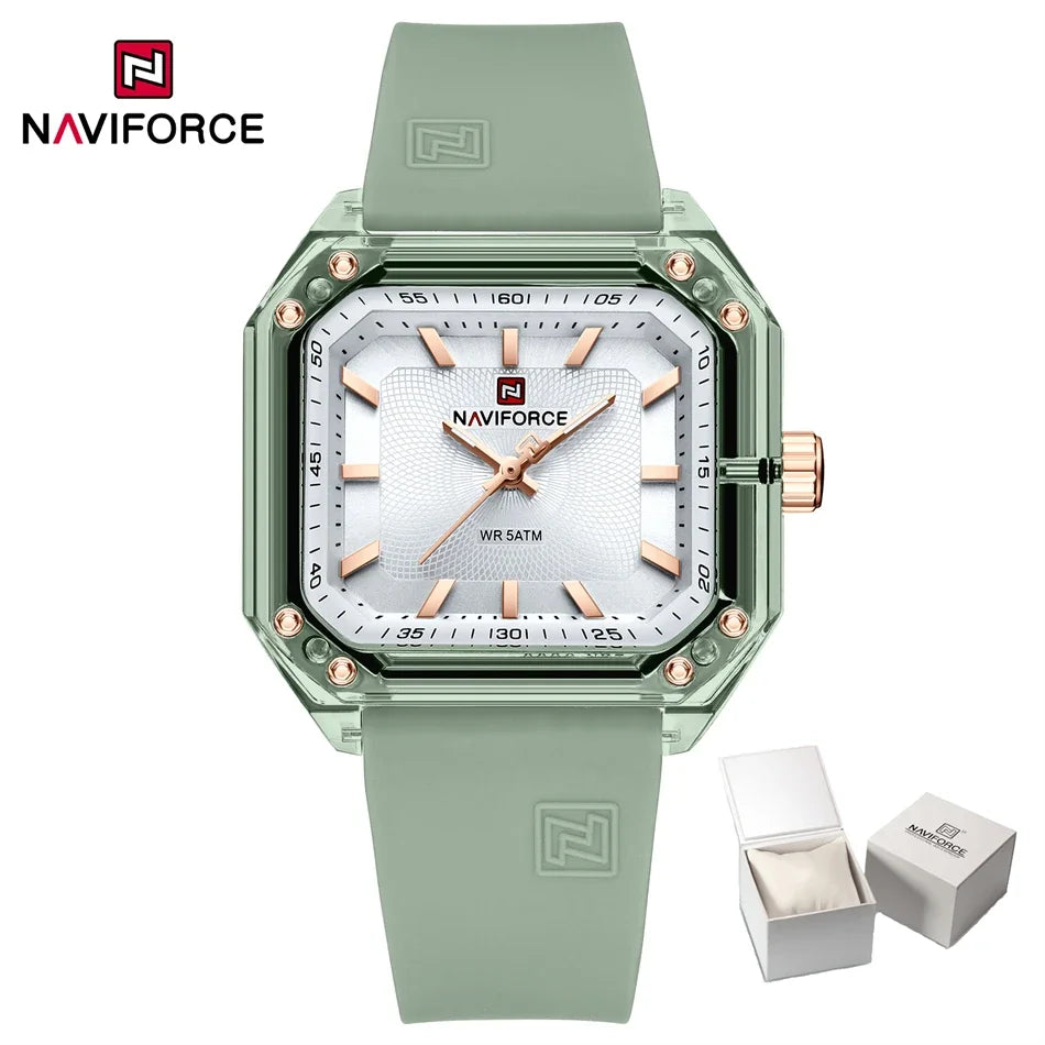 NAVIFORCE Women Watch Square Quartz Silicone Strap Wristwatches Student Watches for Women Gift Relojes Para Mujer Montre Femme