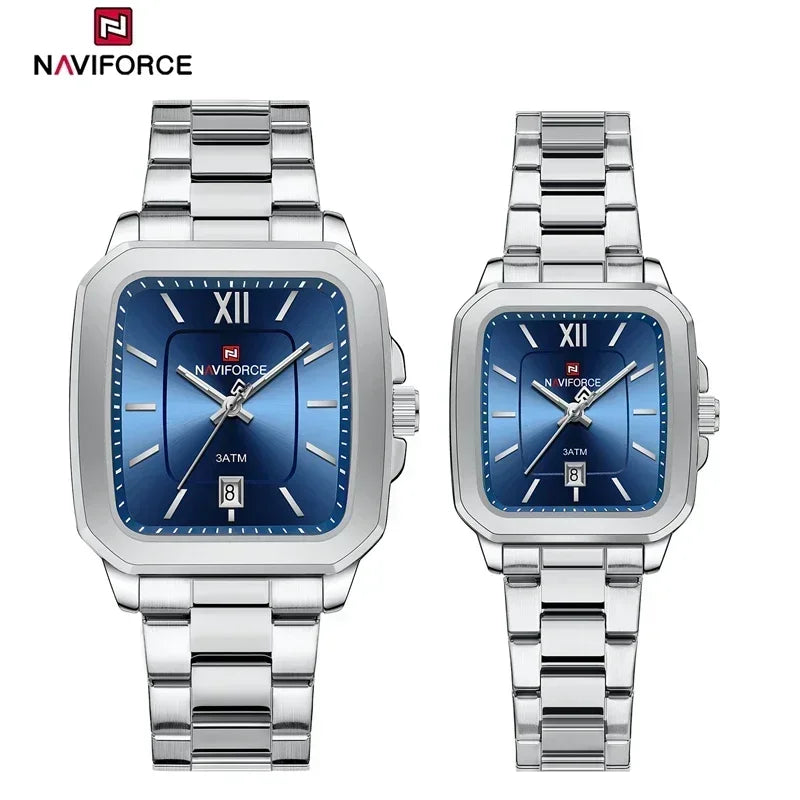 NAVIFORCE 2024 Luxury Brand Couple Watches Men Watch Fashion Steel Wristwatch Gift for Women Watches for Lovers Relogio Feminino