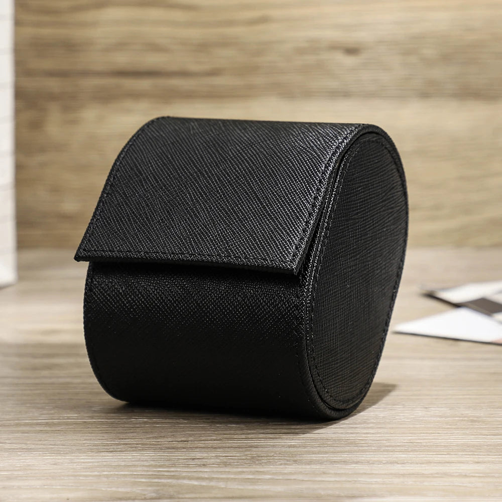 Single Watch Roll Retro Travel Case Chic Portable Retro Leather Display Jewelry Box Bracelet Storage Box Slid in Out Organizers