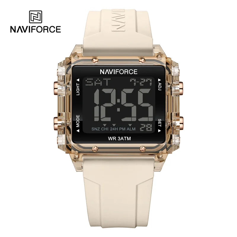 NAVIFORCE Women Sport LED Watches Top Brand Digital Waterproof Clock Silicone Strap Luminous Electronic Wristwatch Montre Femme