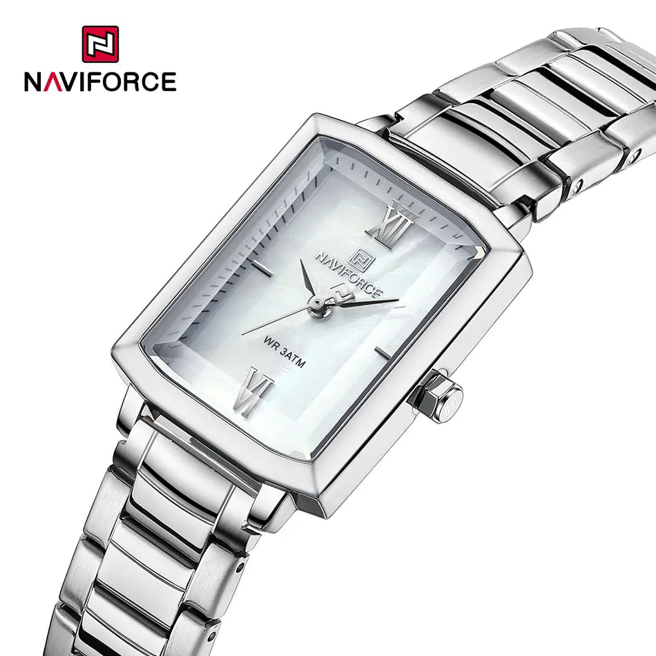 NAVIFORCE Ladies Watches Women High Quality Simple Watch Top Brand Steel Belt Quartz Square Waterproof Wristwatch Beautiful Gift