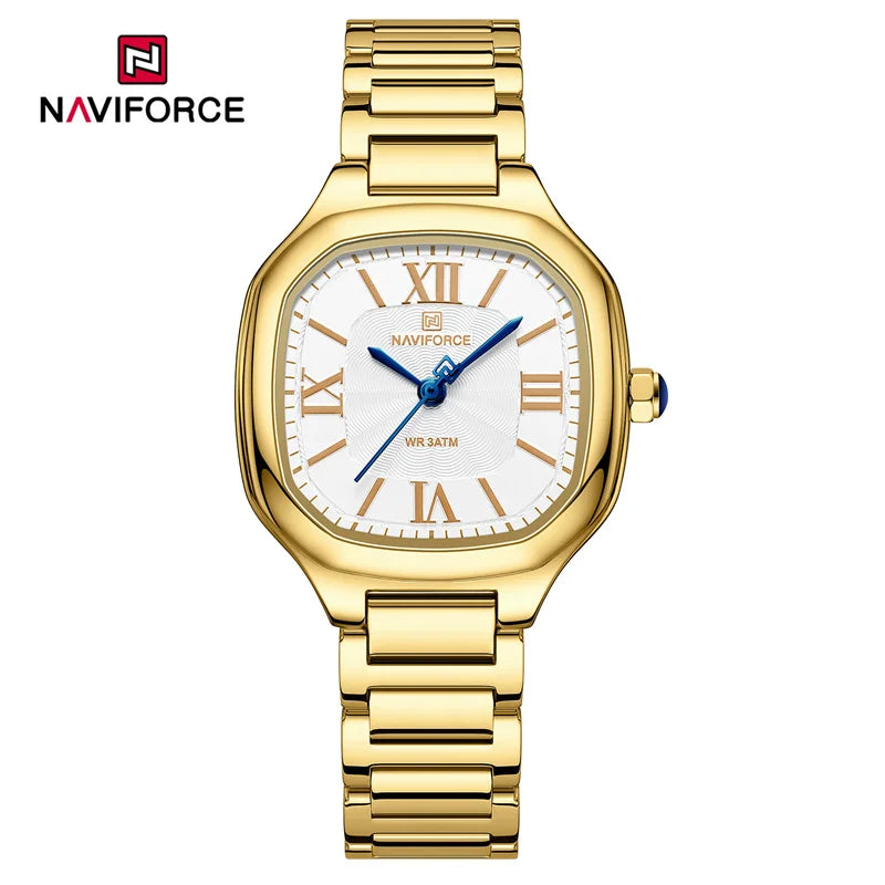 NAVIFORCE Brand Women Watch Stainless Steel Strap Waterproof Personality Fashion Female Quartz Wristwatch Relogio Feminino 2024