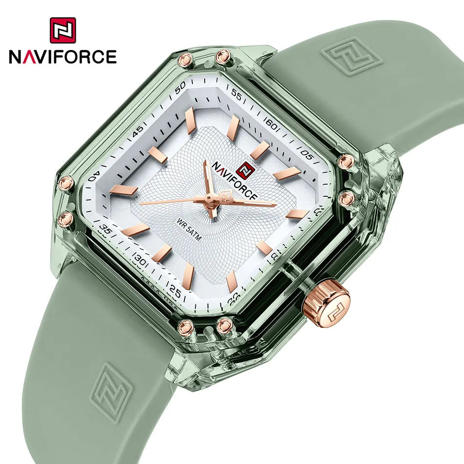 NAVIFORCE Women Watch Square Quartz Silicone Strap Wristwatches Student Watches for Women Gift Relojes Para Mujer Montre Femme