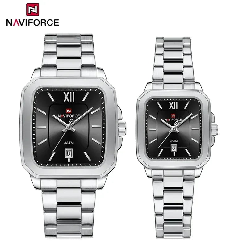 NAVIFORCE 2024 Luxury Brand Couple Watches Men Watch Fashion Steel Wristwatch Gift for Women Watches for Lovers Relogio Feminino