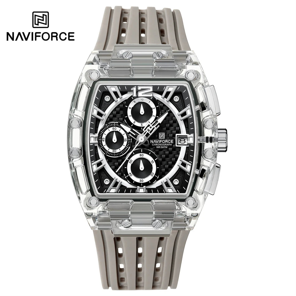 NAVIFORCE Men's Watch High Quality Quartz Fashion Clock Waterproof Silicone Tape Watch for Men Luminous Date Sports Wristwatches