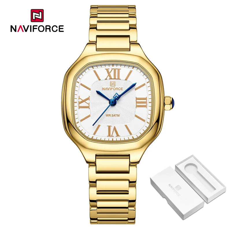 NAVIFORCE Brand Women Watch Stainless Steel Strap Waterproof Personality Fashion Female Quartz Wristwatch Relogio Feminino 2024