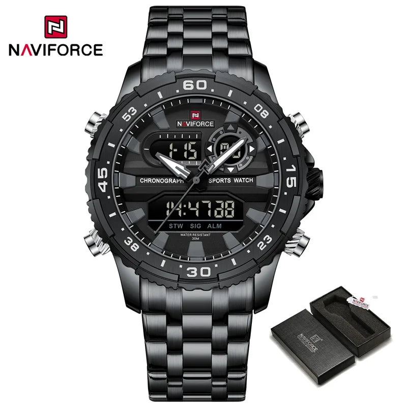 NAVIFORCE Men's Watch Luxury Waterproof Sport Chronograph Quartz Wristwatches Digital Date and Week Clock Relogio Masculino 2024