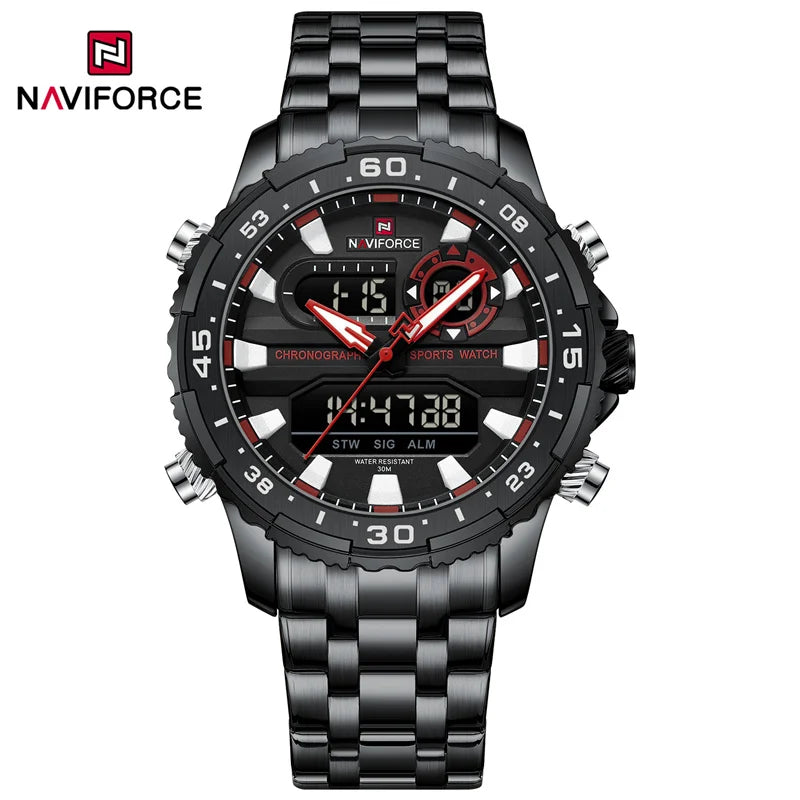 NAVIFORCE Men's Watch Luxury Waterproof Sport Chronograph Quartz Wristwatches Digital Date and Week Clock Relogio Masculino 2024