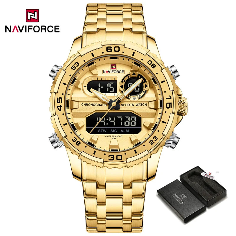 NAVIFORCE Men's Watch Luxury Waterproof Sport Chronograph Quartz Wristwatches Digital Date and Week Clock Relogio Masculino 2024