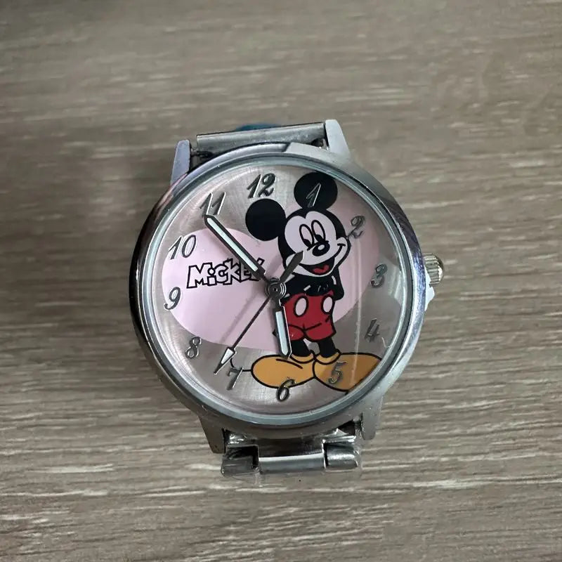 Disney Mickey Mouse Minnie Kids Student Cartoon Watch Aolly Steel Quartz Watches Clock for Boys Girls Gift