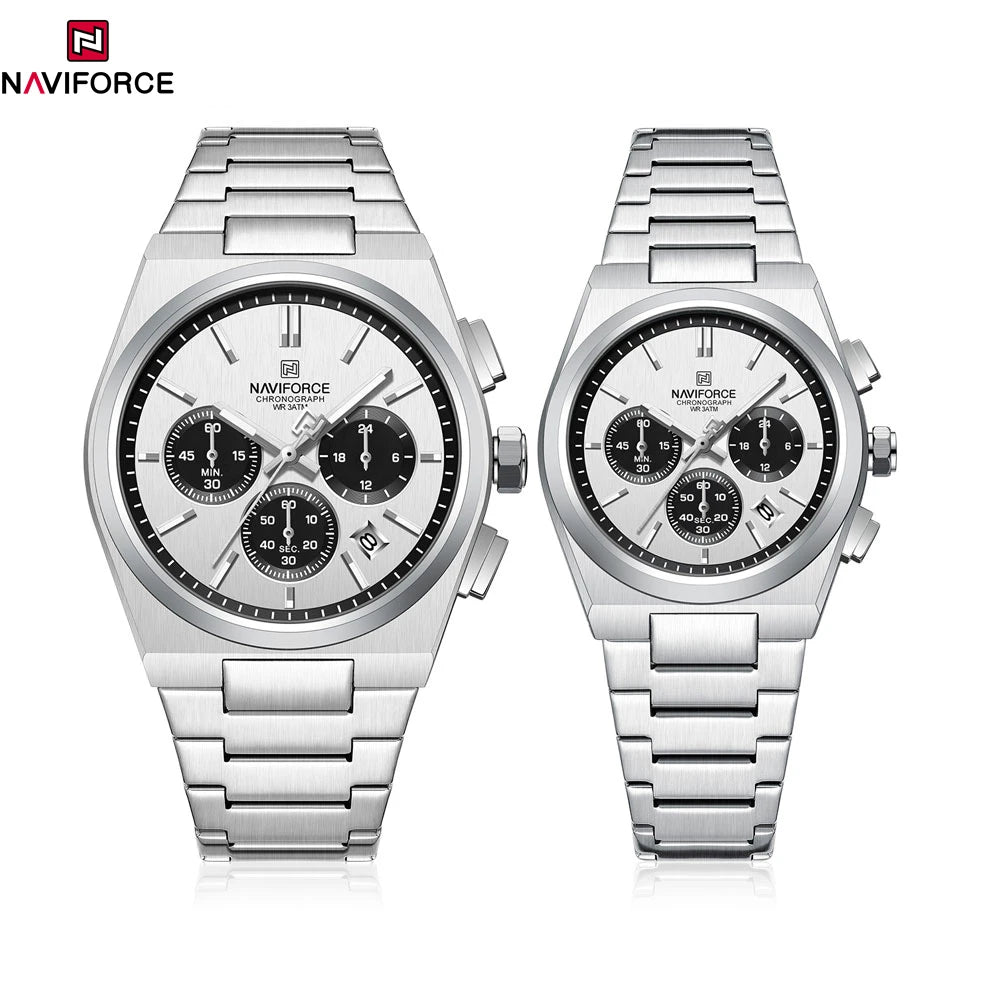 NAVIFORCE Couple Watch Set Casual Fashion Women Men Quartz Watches Ladies Stainless Date Week Man Waterproof Clock Lover's Gift