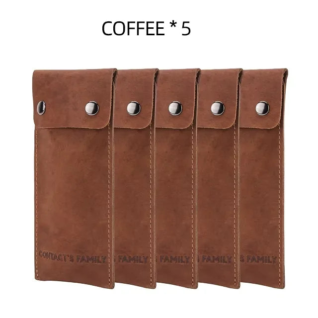 CONTACT'S FAMILY 3/5/10 Pcs Wholesale Genuine Leather Watch Box Bracelet Storage Bag Portable Travel Jewelry Leather Watch Pouch