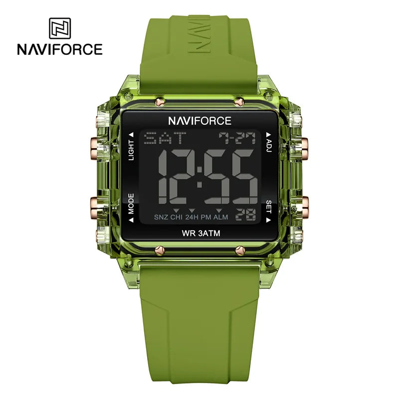 NAVIFORCE Women Sport LED Watches Top Brand Digital Waterproof Clock Silicone Strap Luminous Electronic Wristwatch Montre Femme