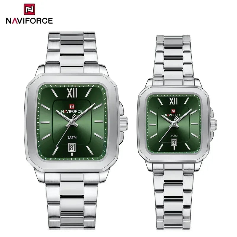 NAVIFORCE 2024 Luxury Brand Couple Watches Men Watch Fashion Steel Wristwatch Gift for Women Watches for Lovers Relogio Feminino