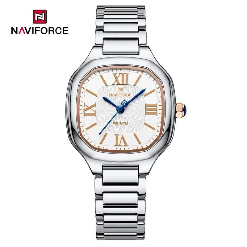 NAVIFORCE Brand Women Watch Stainless Steel Strap Waterproof Personality Fashion Female Quartz Wristwatch Relogio Feminino 2024