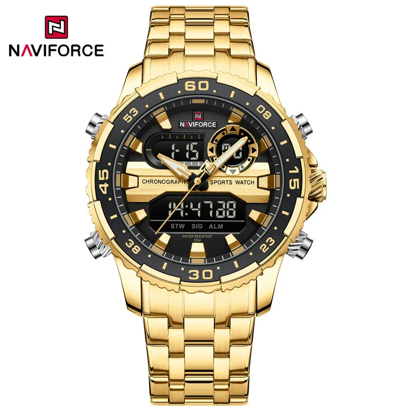 NAVIFORCE Men's Watch Luxury Waterproof Sport Chronograph Quartz Wristwatches Digital Date and Week Clock Relogio Masculino 2024