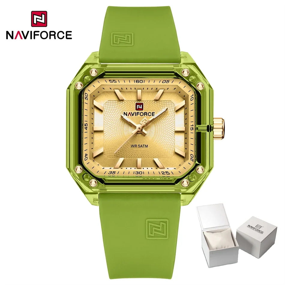 NAVIFORCE Women Watch Square Quartz Silicone Strap Wristwatches Student Watches for Women Gift Relojes Para Mujer Montre Femme