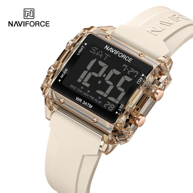 NAVIFORCE Women Sport LED Watches Top Brand Digital Waterproof Clock Silicone Strap Luminous Electronic Wristwatch Montre Femme