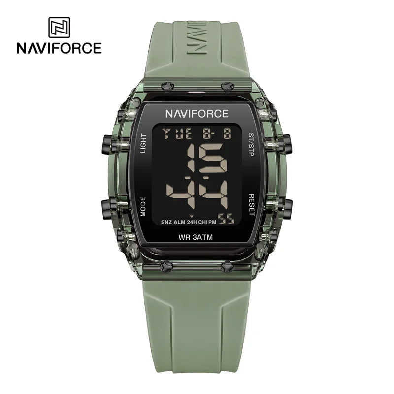 NAVIFORCE Women Watch Waterproof Personality Square Wristwatches LED Digital Silicone Strap Sport Electronic Clock Montre Femme