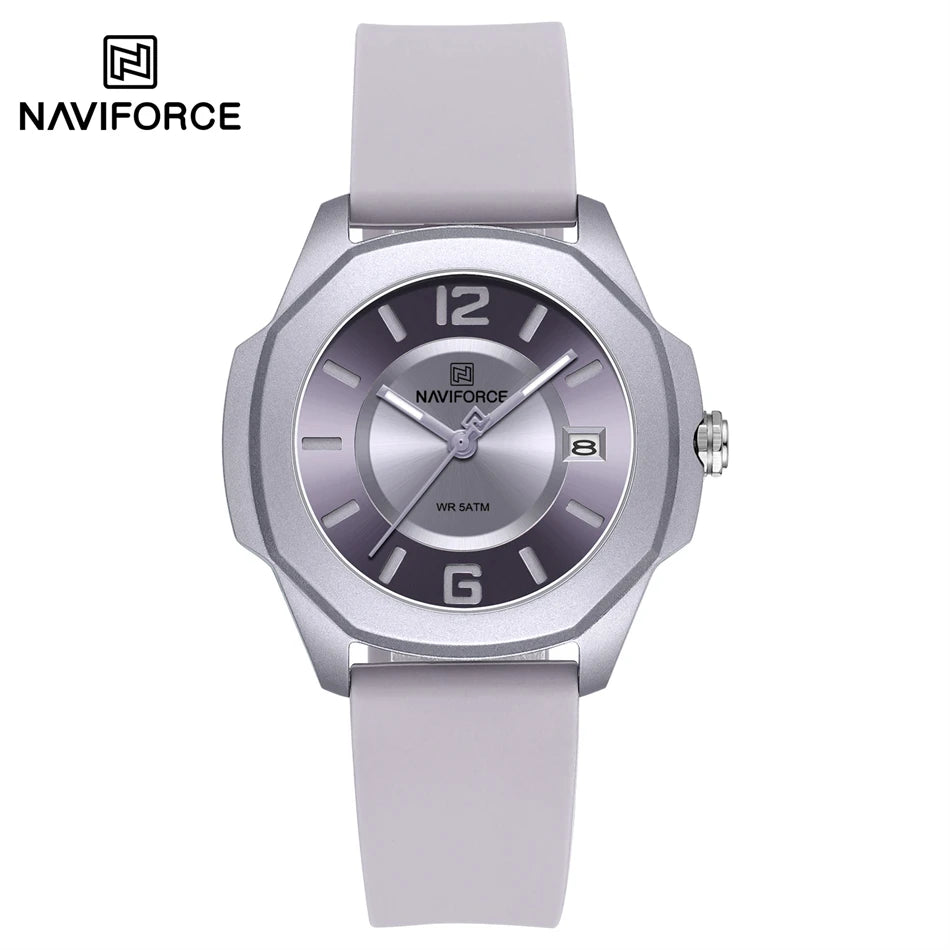 NAVIFORCE Luxury Watch Women's Quartz Watches Ladies Simple Style Silicone Strap Wrist Watch Waterproof Watches Reloj Mujer