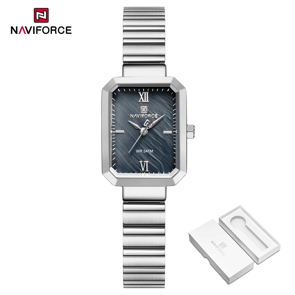 NAVIFORCE Women Watch 2024 Stainless Steel Square Quartz Watch Women Fashion Casual Ladies Watches Relogio Feminino Reloj Mujer