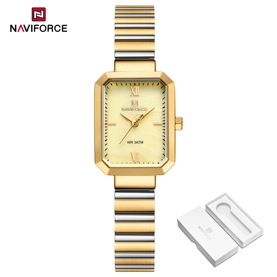 NAVIFORCE Women Watch 2024 Stainless Steel Square Quartz Watch Women Fashion Casual Ladies Watches Relogio Feminino Reloj Mujer