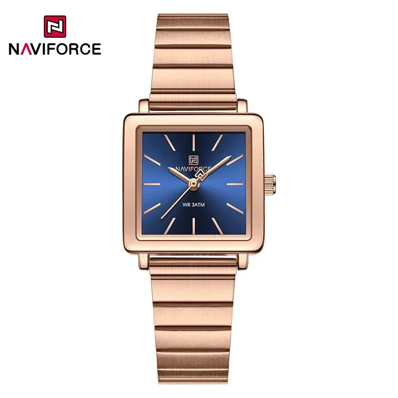 NAVIFORCE Square Stainless Steel Women Quartz Watches Casual 30M Waterproof Girl Ladies Wristwatch Female Clock Relogio Feminino