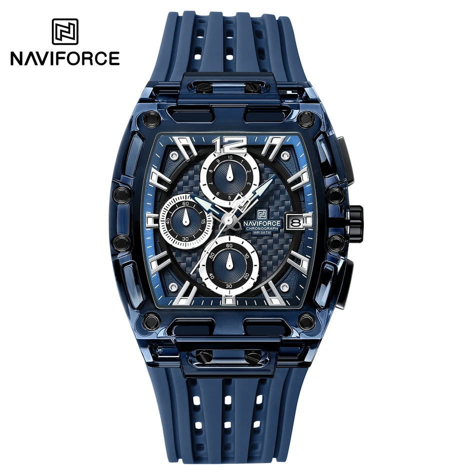 NAVIFORCE Men's Watch High Quality Quartz Fashion Clock Waterproof Silicone Tape Watch for Men Luminous Date Sports Wristwatches