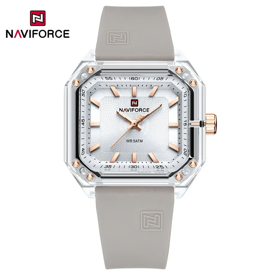 NAVIFORCE Women Watch Square Quartz Silicone Strap Wristwatches Student Watches for Women Gift Relojes Para Mujer Montre Femme