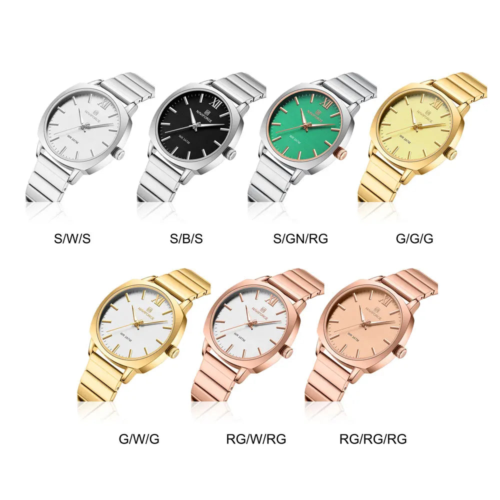 NAVIFORCE Women Casual Watch Fashion Quartz Woman Wristwatches Top Design Ladies Gift Stainless Steel Bracelet relogio Feminino