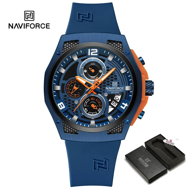 NAVIFORCE High Quality Luxury Original Men Watch Silicone Strap Waterproof Male Quartz Wrist watch Sport Clock Relogio Masculino