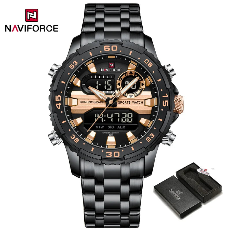 NAVIFORCE Men's Watch Luxury Waterproof Sport Chronograph Quartz Wristwatches Digital Date and Week Clock Relogio Masculino 2024