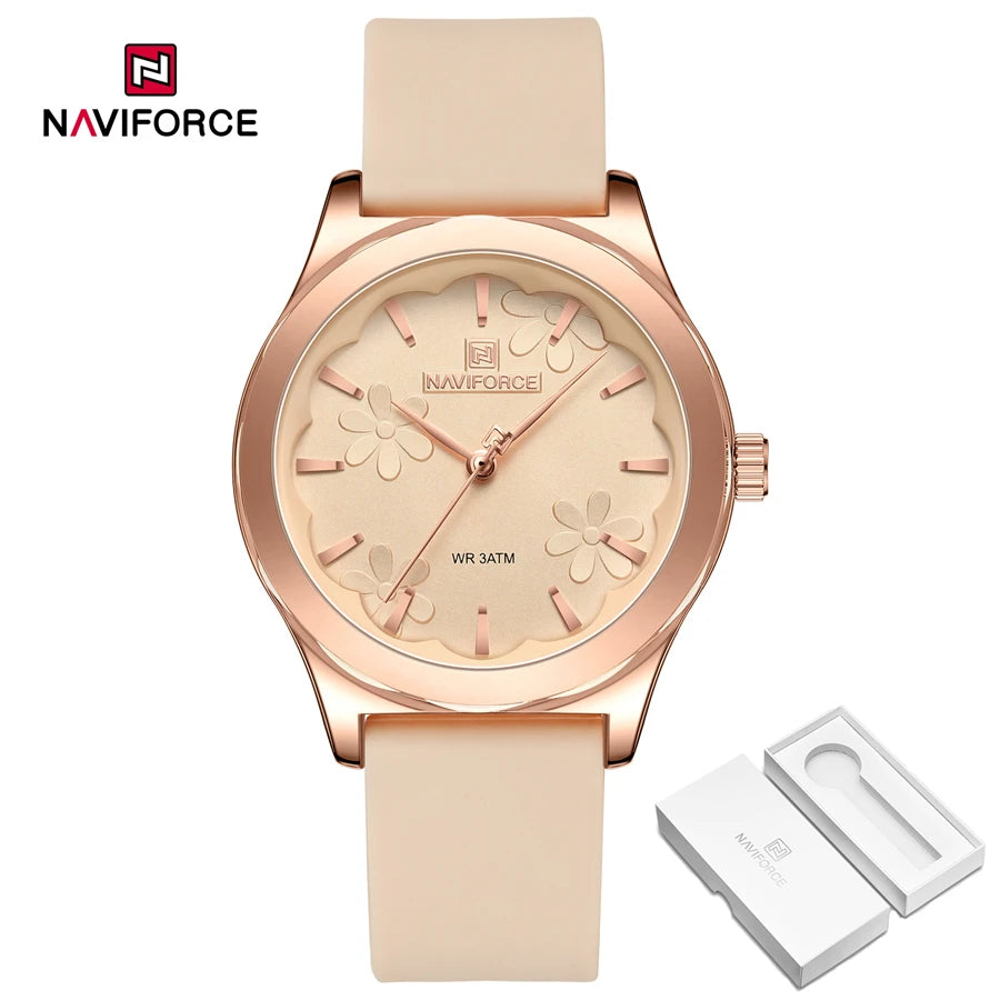 NAVIFORCE Simple Fashion Quartz Wristwatches Women Wrist Watches Silicone Strap Waterproof Watch Wholesale Hot Sale Reloj Mujer