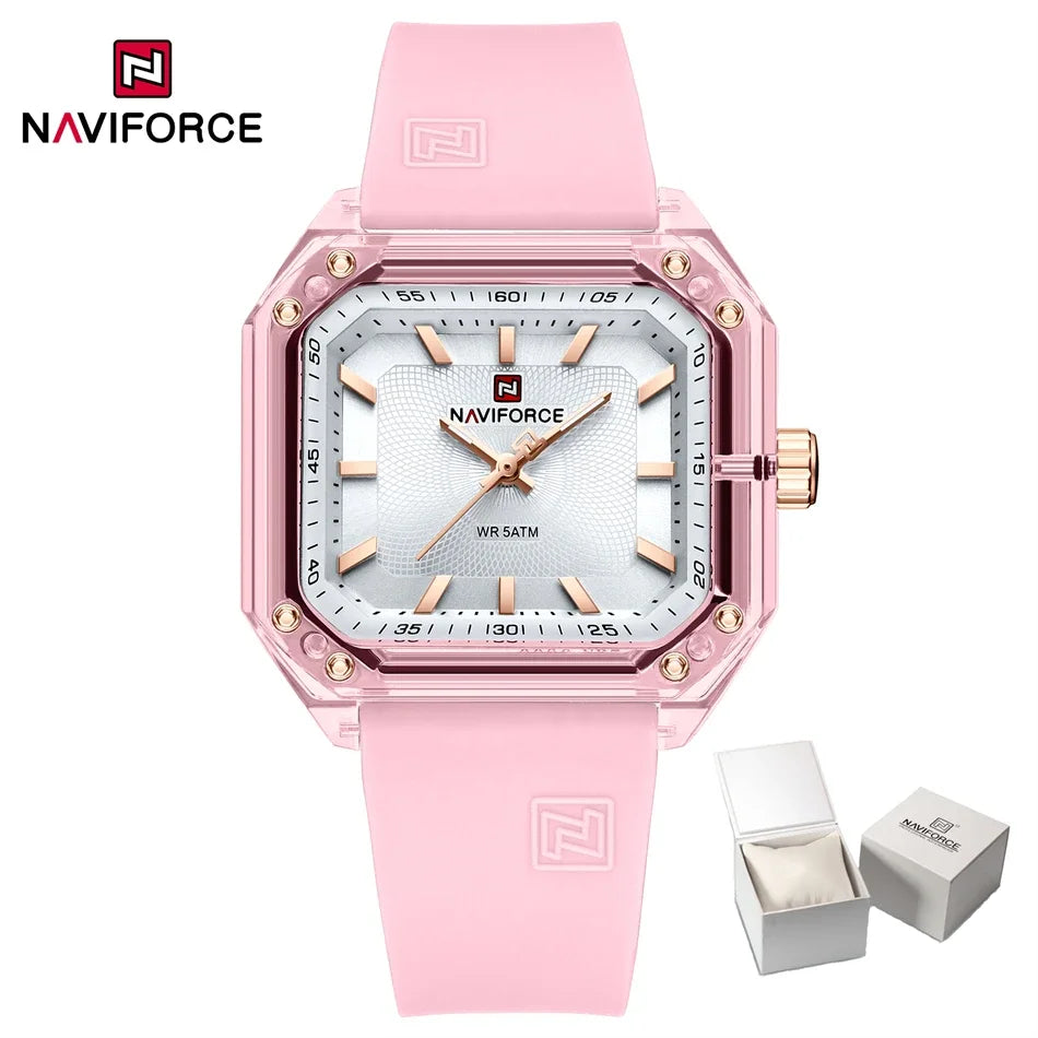 NAVIFORCE Women Watch Square Quartz Silicone Strap Wristwatches Student Watches for Women Gift Relojes Para Mujer Montre Femme