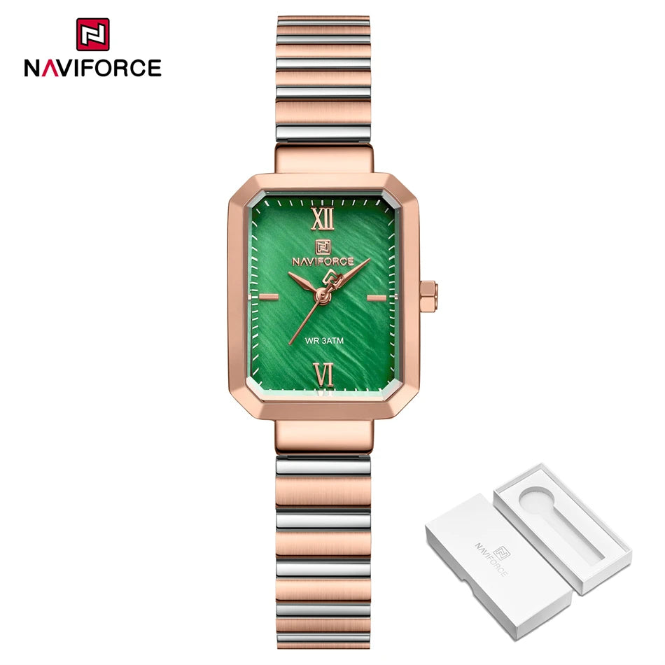 NAVIFORCE Women Watch 2024 Stainless Steel Square Quartz Watch Women Fashion Casual Ladies Watches Relogio Feminino Reloj Mujer