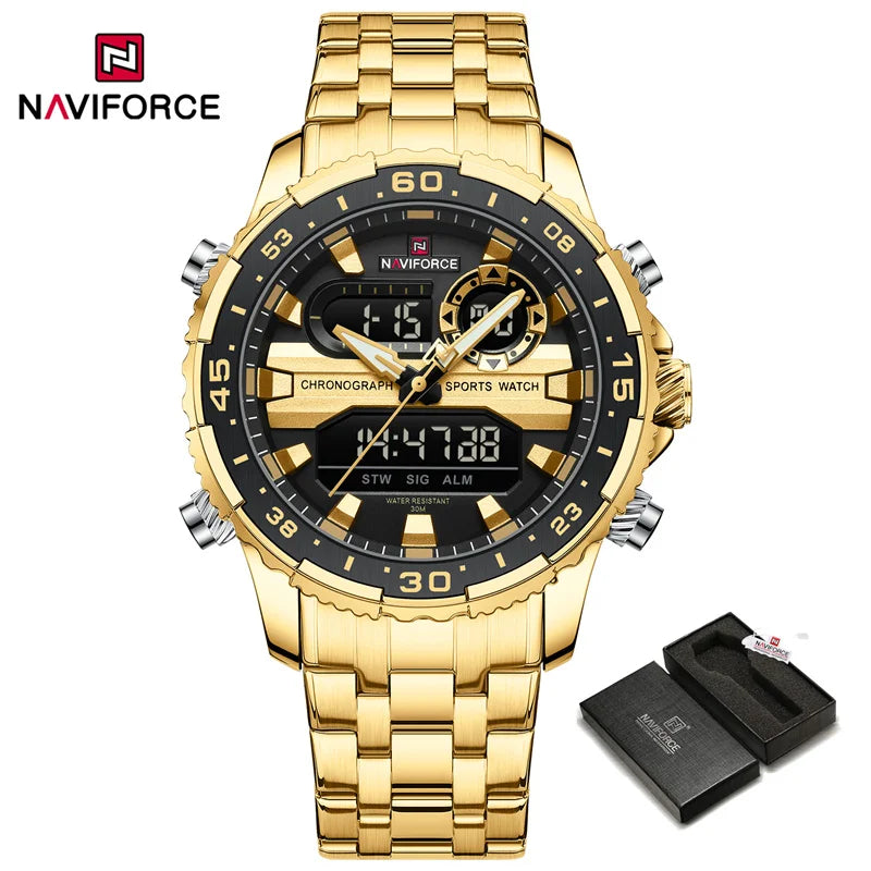 NAVIFORCE Men's Watch Luxury Waterproof Sport Chronograph Quartz Wristwatches Digital Date and Week Clock Relogio Masculino 2024