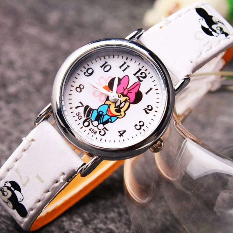 Disney Mickey Minnie Cute Cartoon Girls Kids Quartz Watches Children's Watch Lovely Fashion Girl Wristwatches