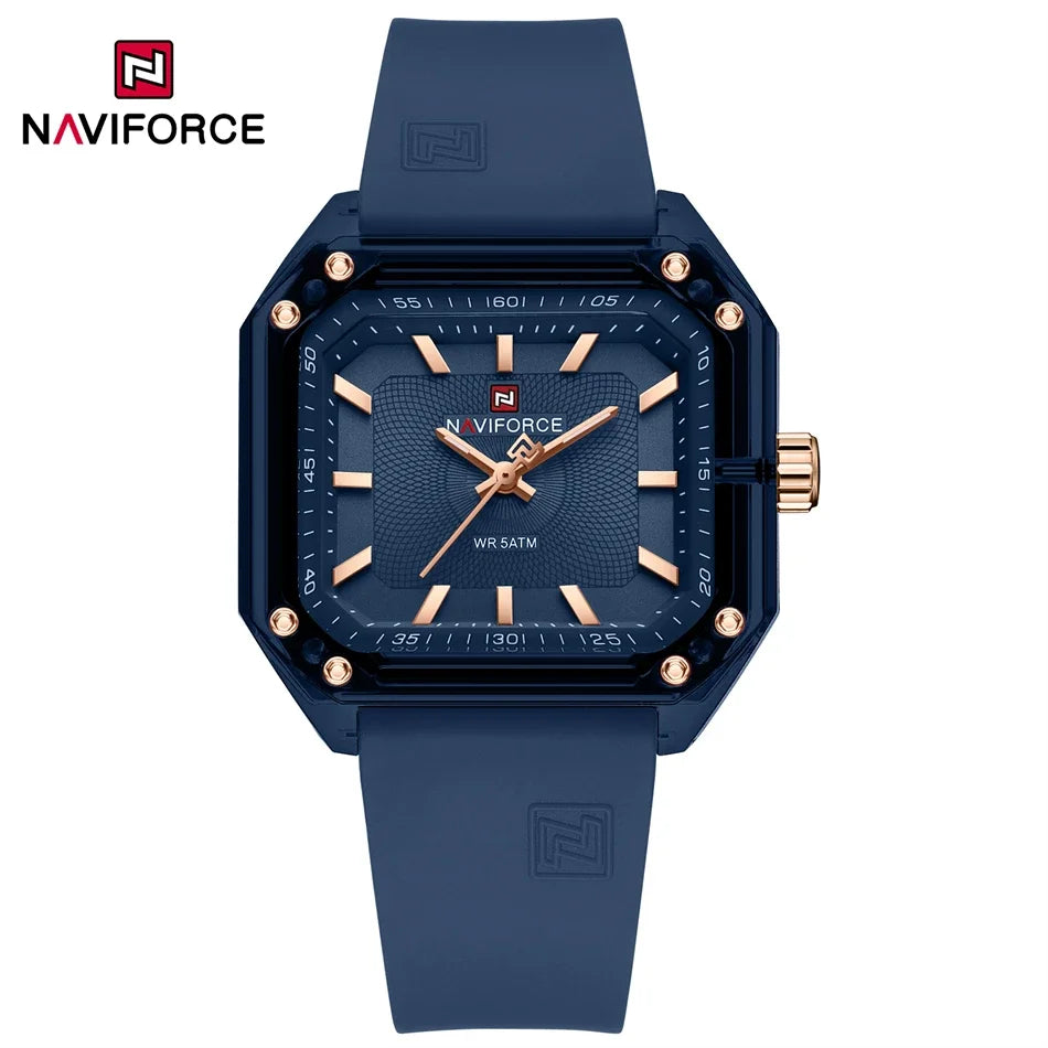 NAVIFORCE Women Watch Square Quartz Silicone Strap Wristwatches Student Watches for Women Gift Relojes Para Mujer Montre Femme