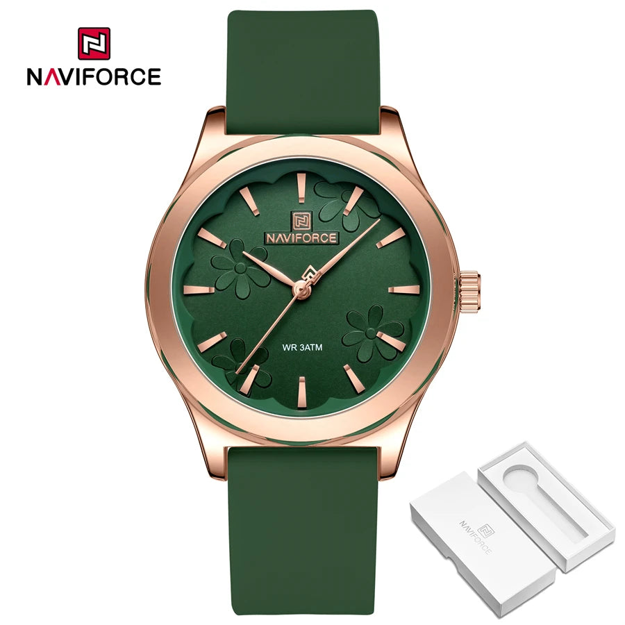 NAVIFORCE Simple Fashion Quartz Wristwatches Women Wrist Watches Silicone Strap Waterproof Watch Wholesale Hot Sale Reloj Mujer