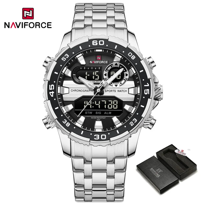 NAVIFORCE Men's Watch Luxury Waterproof Sport Chronograph Quartz Wristwatches Digital Date and Week Clock Relogio Masculino 2024