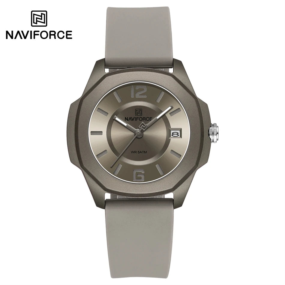 NAVIFORCE Luxury Watch Women's Quartz Watches Ladies Simple Style Silicone Strap Wrist Watch Waterproof Watches Reloj Mujer