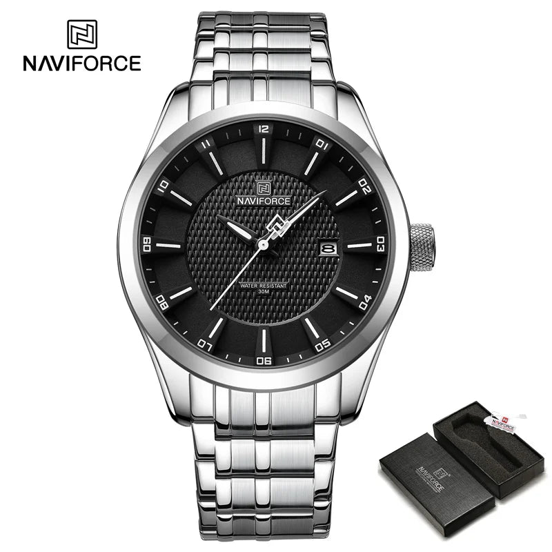 Top Brand NAVIFORCE Men's Watch Waterproof Quartz Business Casual Wristwaches Stainless Steel Strap Date Clock Relogio Masculino