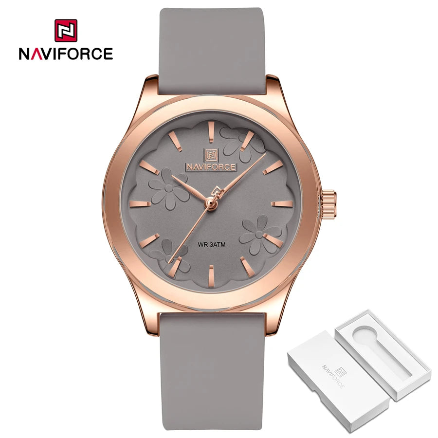 NAVIFORCE Simple Fashion Quartz Wristwatches Women Wrist Watches Silicone Strap Waterproof Watch Wholesale Hot Sale Reloj Mujer