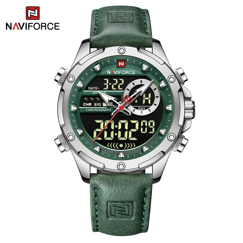 NAVIFORCE Luxury Brand Original Watch For Men Casual Sports Chronograph Quartz WristWatch Leather Waterproof Clock Free Shiping