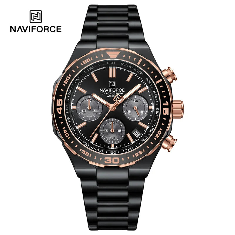 NAVIFORCE Fashion Watch For Men High Quality Luxury Stainless Steel Waterproof Classic Quartz Wristwatches Male Big Face Clock