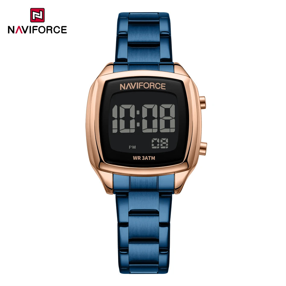 NAVIFORCE Digital Watches Women Stainless Steel Gold Sliver Electronic Watch Fashion Business Wristwatches Relojes Para Mujer