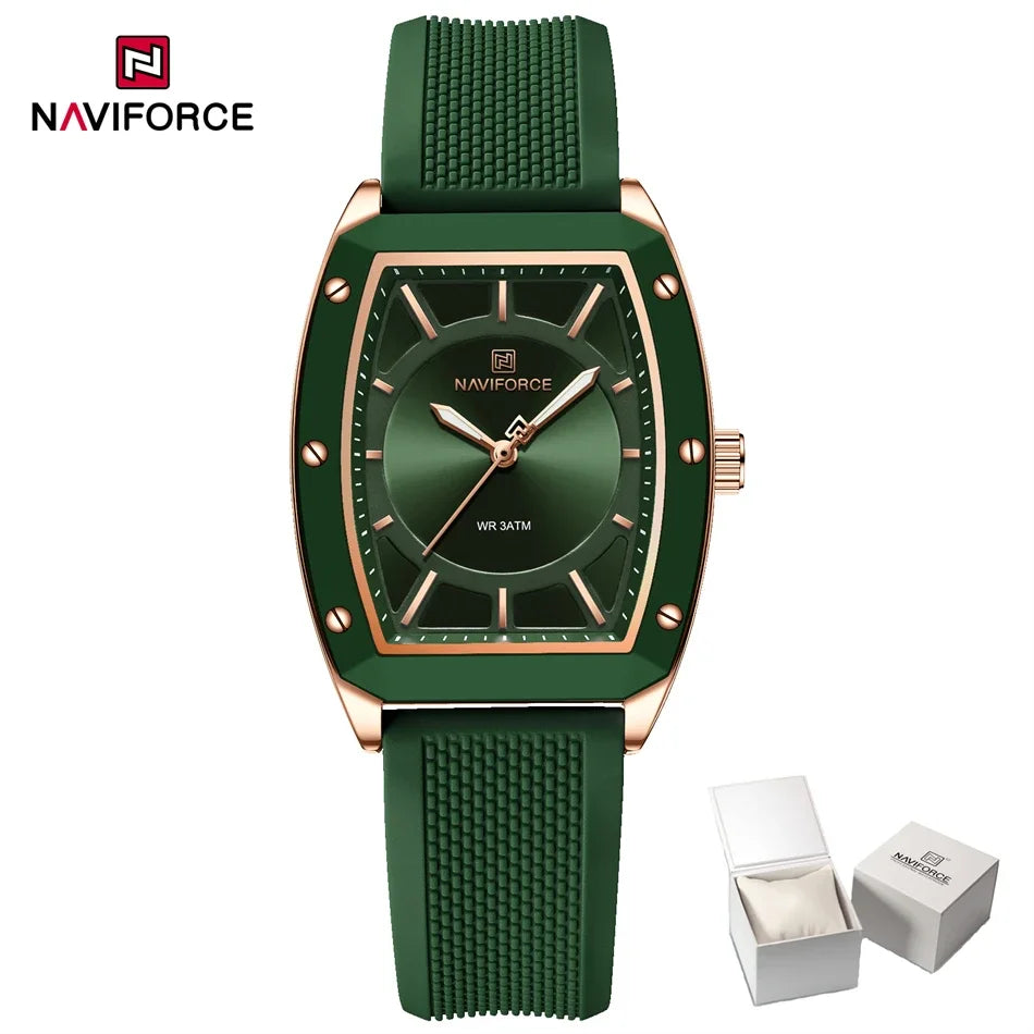 NAVIFORCE Women Quartz Watches Silicone Strap Student Sports Watch Big Dial Simple Tonneau Waterproof Wristwatches Dropshipping